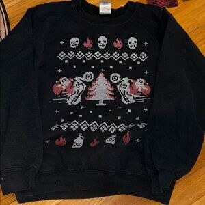 Black Graphic Women’s Christmas Moto Sweater